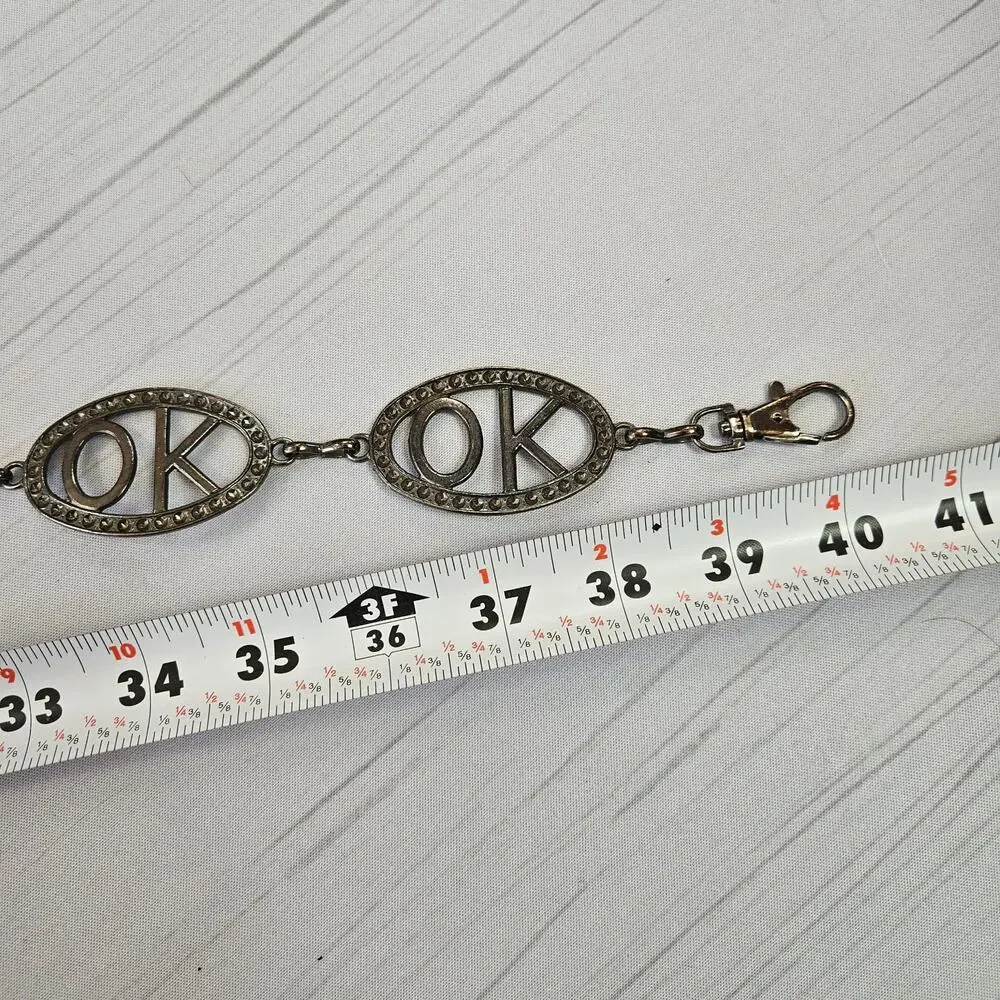 Euro Waist Chain Belt Y2k Silver Metal Link Adjustable - Picture 3 of 3